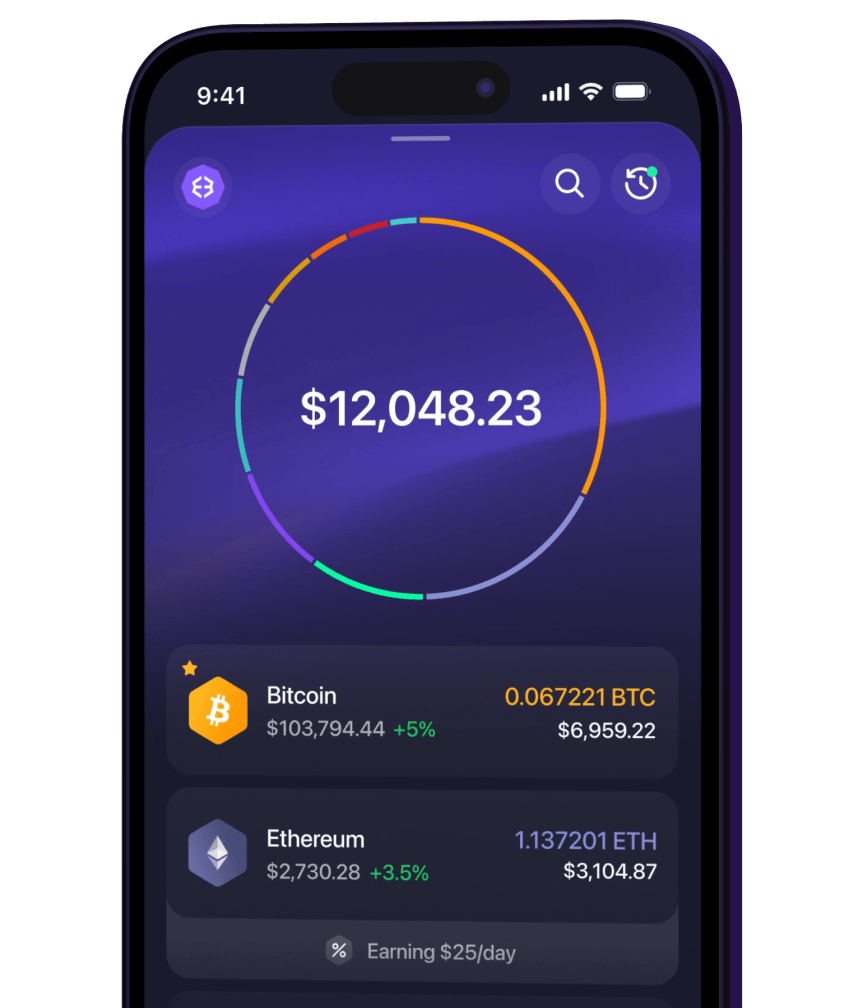 Exodus iOS app interface showing your portfolio with all your crypto in one place