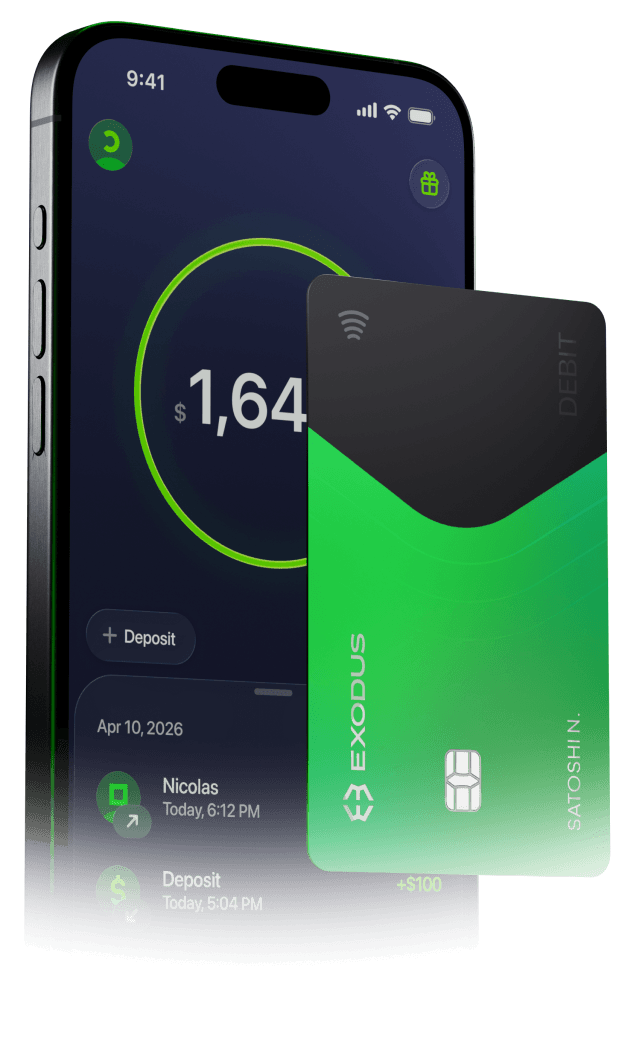 Exodus Pay app with the Exodus Card
