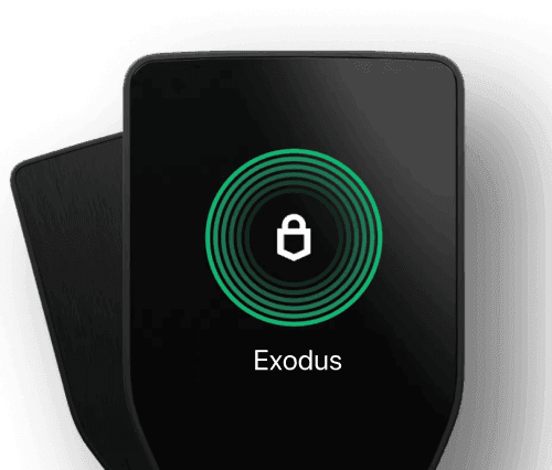 Trezor device preview with Exodus logo