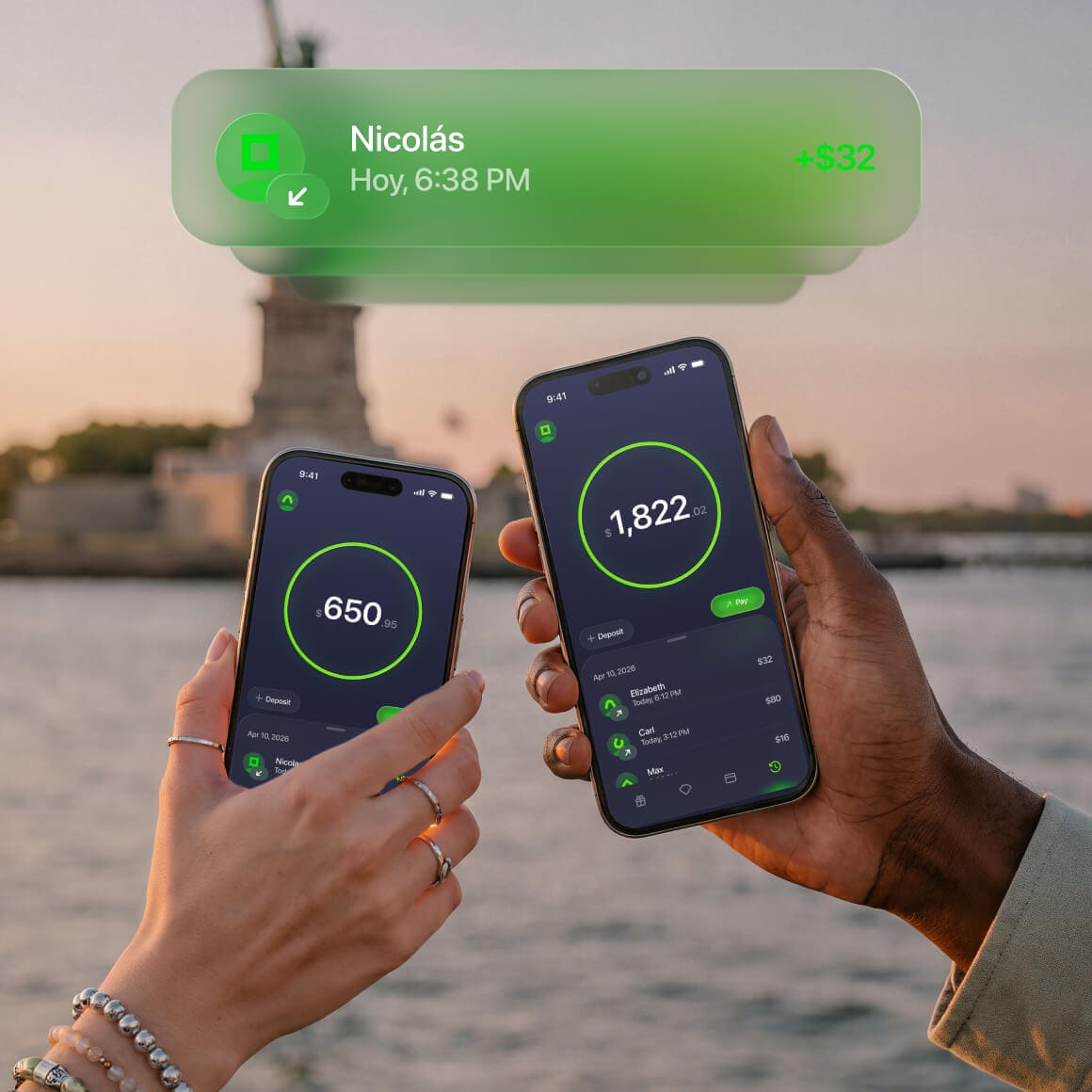 Pantalla de Exodus Pay para enviar dinero