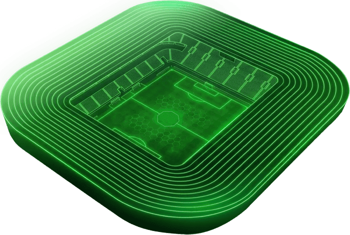 Estadio verde brillante con todo el deporte en DGO