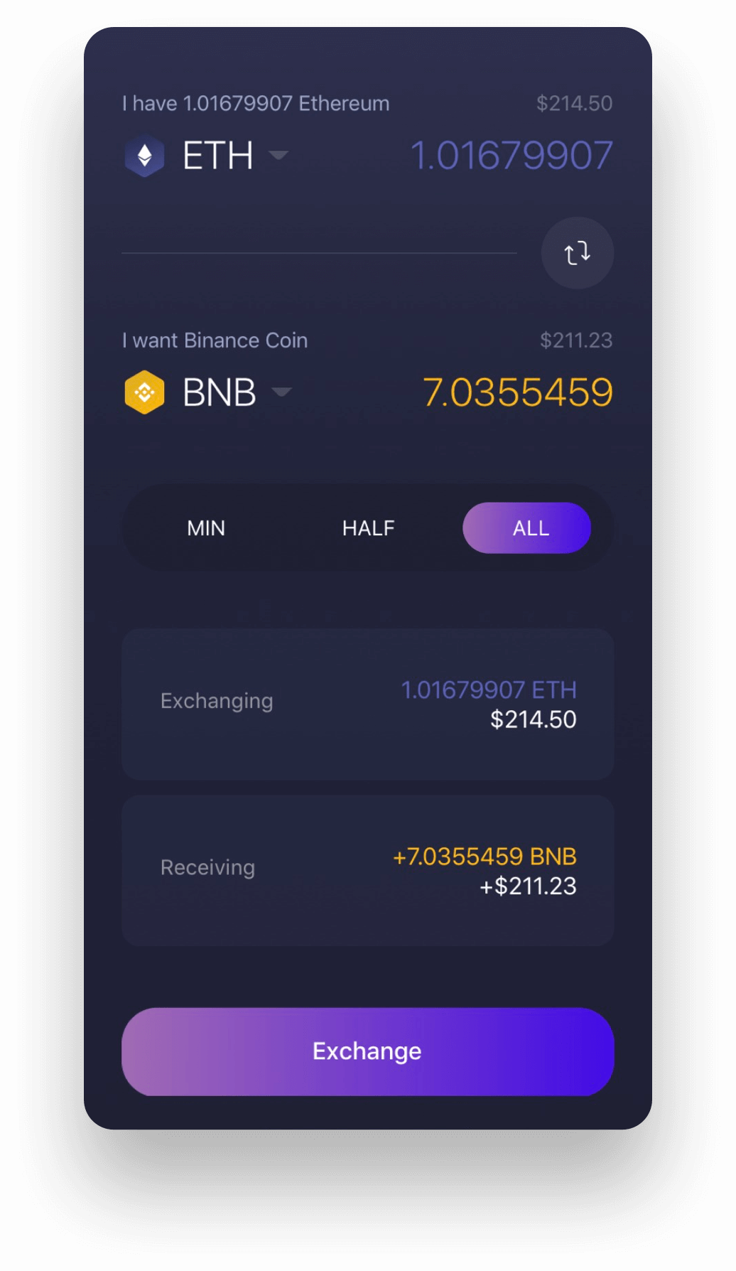 Experience Binance Coin on Exodus Mobile