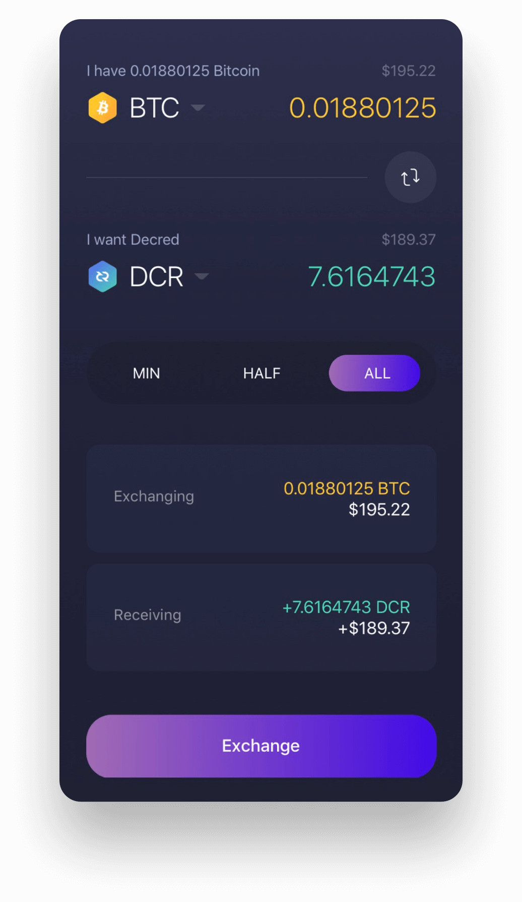 Experience Decred on Exodus Decred mobile wallet