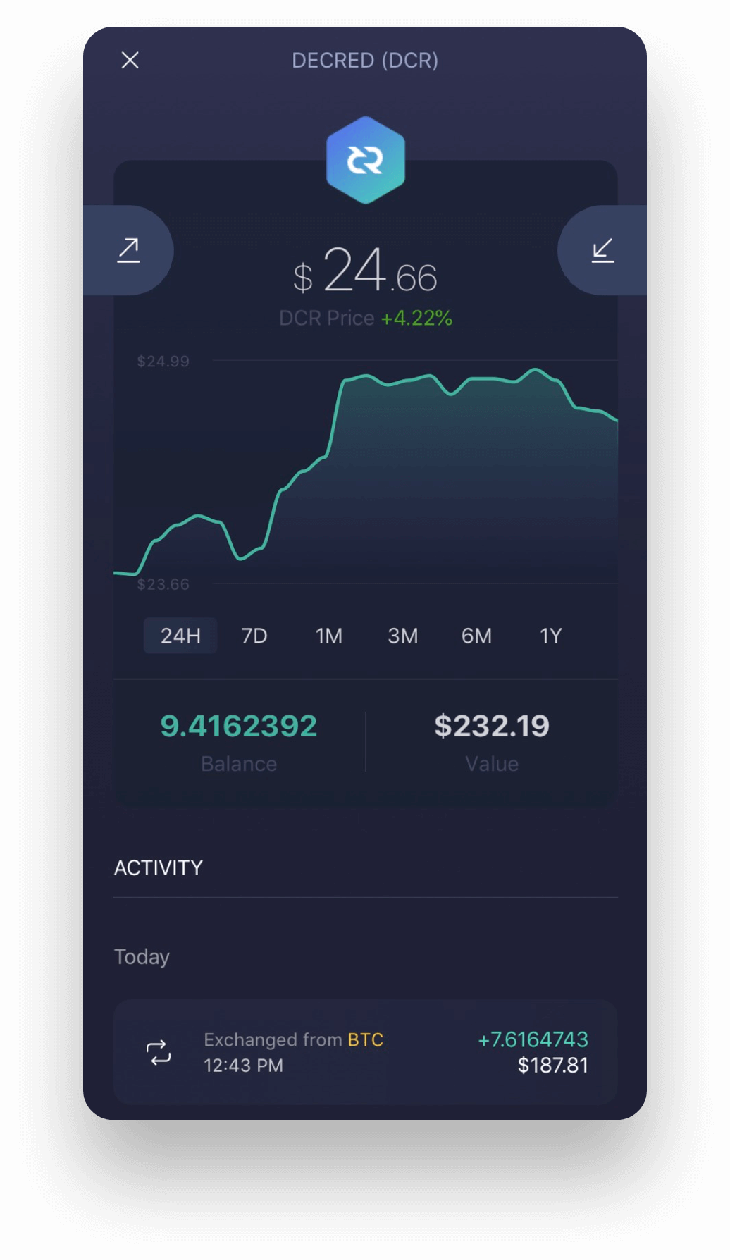 Experience Decred on Exodus Decred mobile wallet