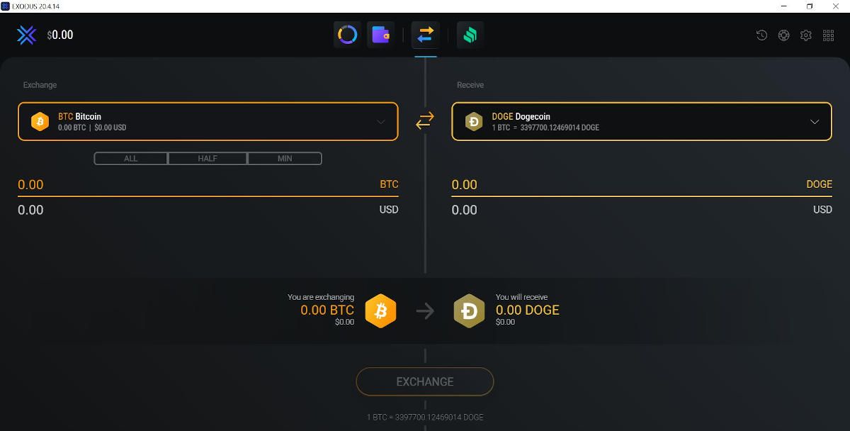 buy dogecoin with cryptocurrency using exodus wallet