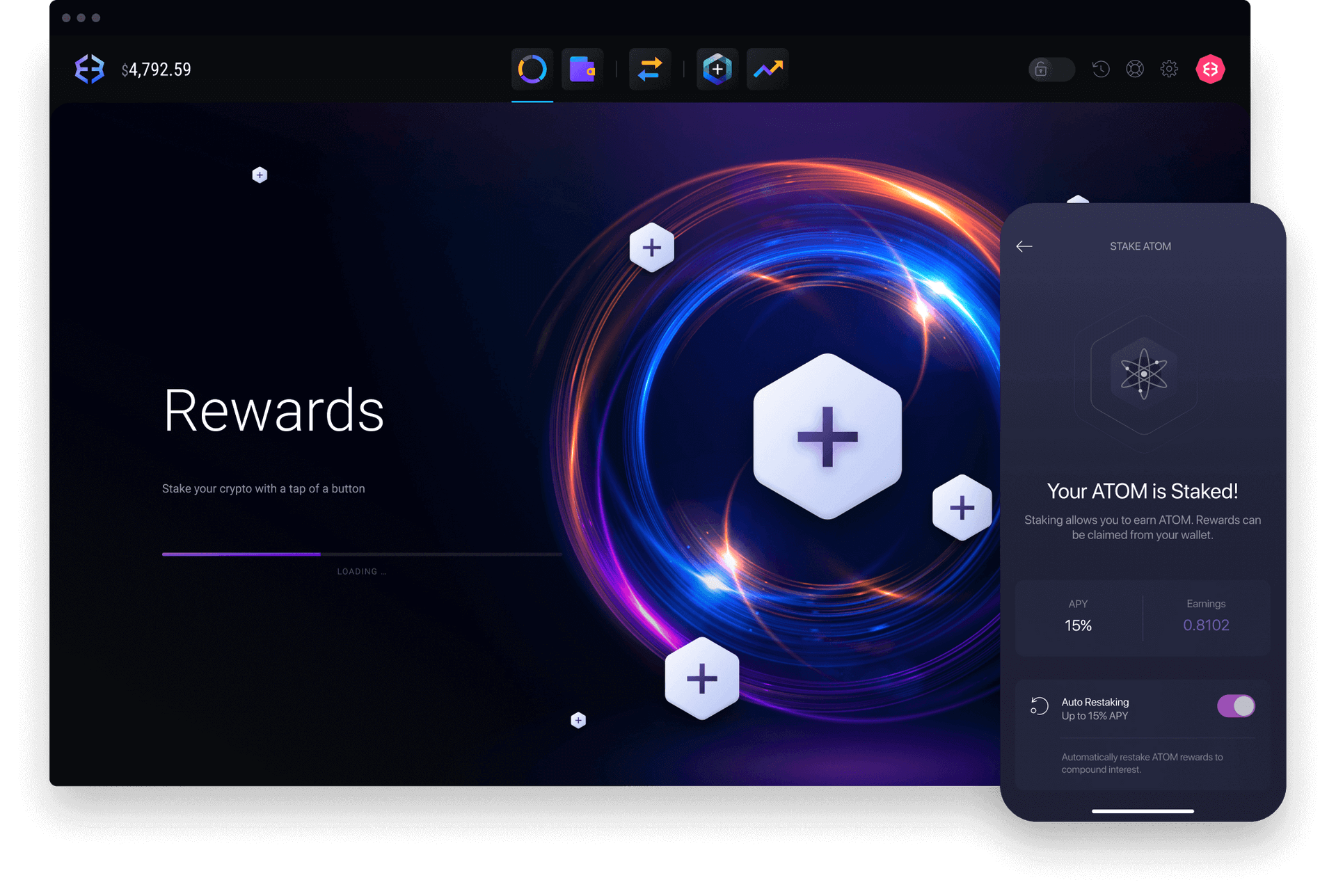 Earn rewards by staking assets