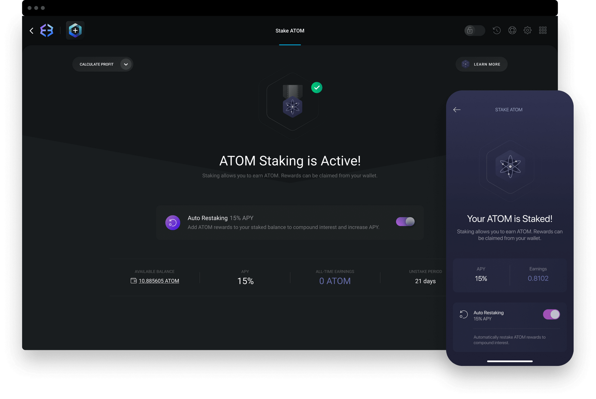 Set & forget with Auto Restaking. Earn more, pay less.